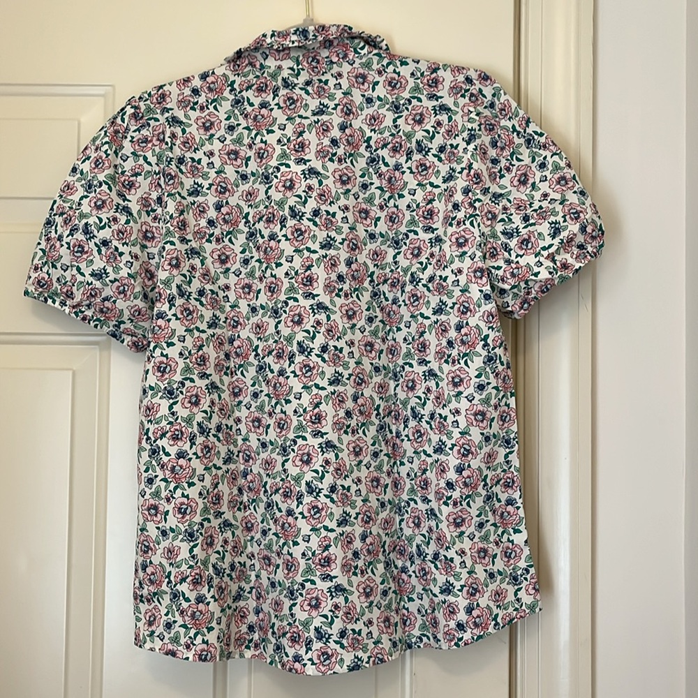 J. Crew Floral Puff-Sleeve Ruffle-Collar Top/NWT/L - Picture 4 of 10